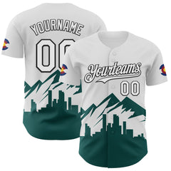 Maxcorners Custom White Midnight Green-Black 3D Urban City Edition Sports Premium Baseball Jersey LM0210