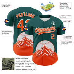 Maxcorners Custom Midnight Green Orange-White 3D Urban City Edition Sports Premium Baseball Jersey LM0210