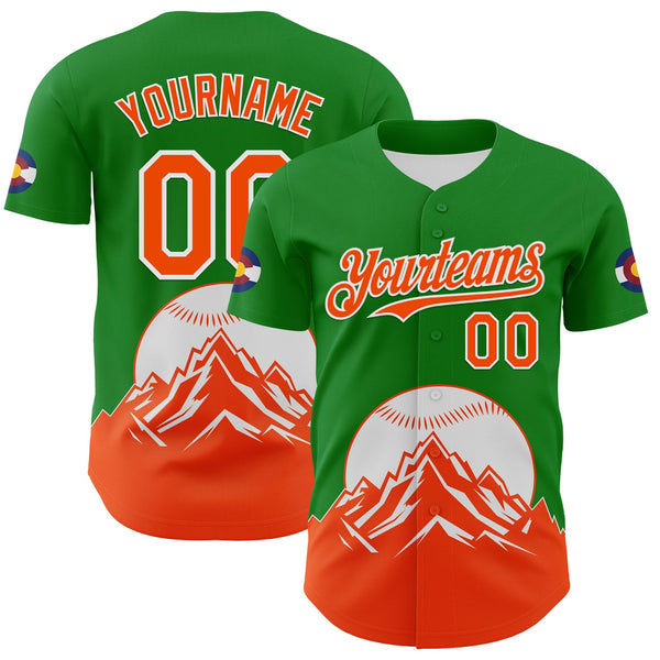 Maxcorners Custom Grass Green Orange-White 3D Urban City Edition Sports Premium Baseball Jersey LM0210