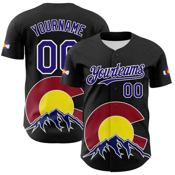 Maxcorners Custom Black Dark Purple Red Yellow Blue-White 3D Urban City Edition Sports Premium Baseball Jersey LM0210