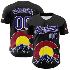 Maxcorners Custom Black Dark Purple Red Yellow Blue-White 3D Urban City Edition Sports Premium Baseball Jersey LM0210