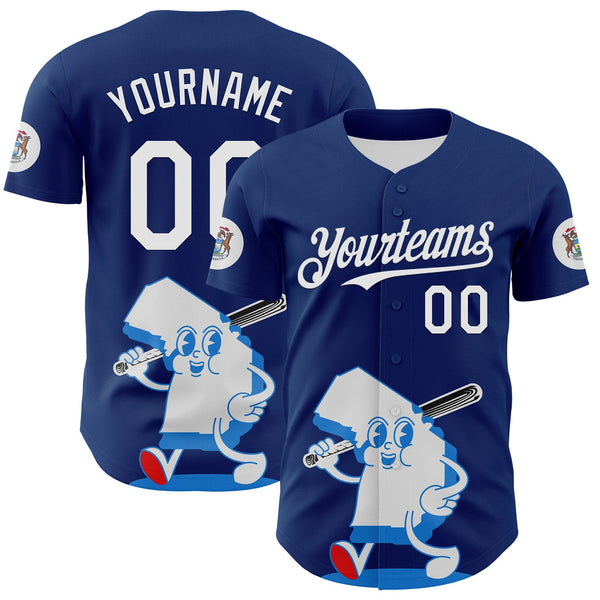 Maxcorners Custom Blue White-Red 3D Urban City Edition Sports Premium Baseball Jersey LM0210