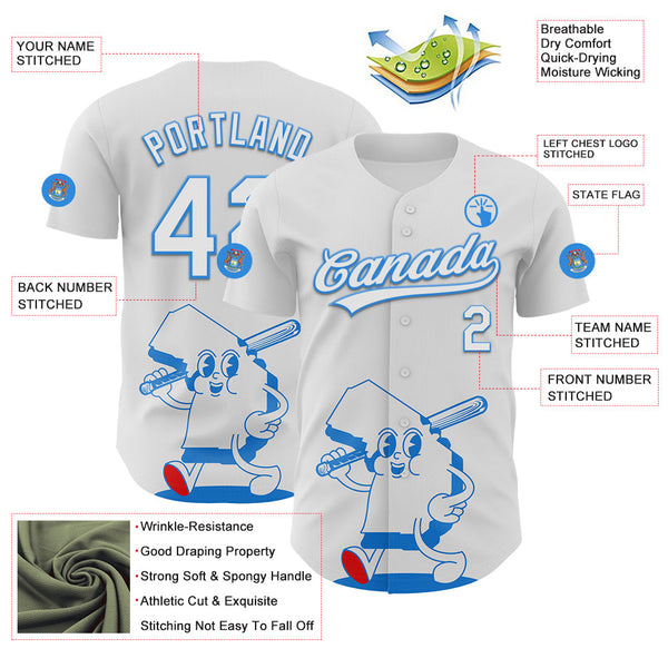 Maxcorners Custom White Electric Blue-Red 3D Urban City Edition Sports Premium Baseball Jerseys LM0210