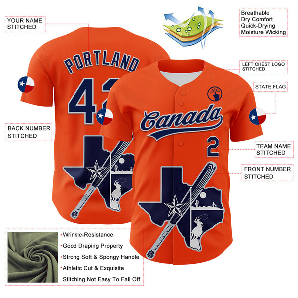 Maxcorners Custom Orange Navy Silver-White 3D Urban City Edition Sports Premium Baseball Jersey LM0210