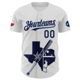Maxcorners Custom White Navy-Silver 3D Urban City Edition Sports Premium Baseball Jersey LM0210