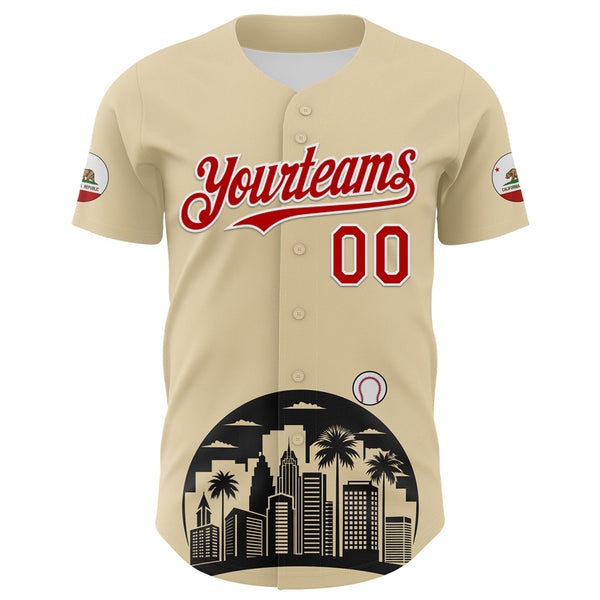 Maxcorners Custom Cream Red Black-White 3D Urban City Edition Sports Premium Baseball Jersey LM0210