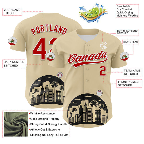 Maxcorners Custom Cream Red Black-White 3D Urban City Edition Sports Premium Baseball Jersey LM0210