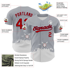 Maxcorners Custom Gray Red Black Navy-White 3D Urban City Edition Sports Premium Baseball Jersey LM0210