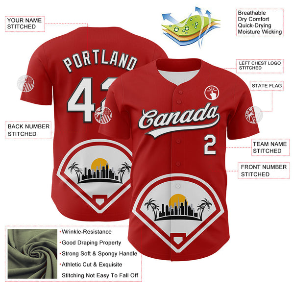 Maxcorners Custom Red White Gray Yellow-Black 3D Urban City Edition Sports Premium Baseball Jersey LM0210