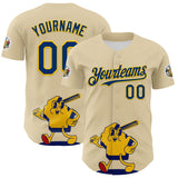 Maxcorners Custom Cream US Navy Blue Yellow-Red 3D Urban City Edition Sports Premium Baseball Jersey LM0210