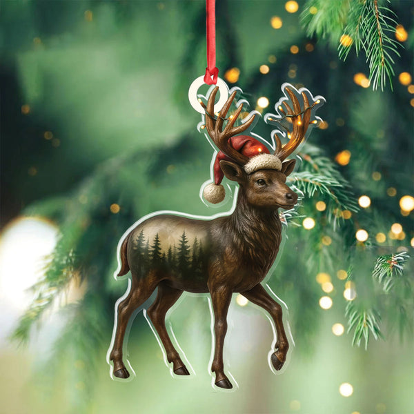 Maxcorners Rustic Deer Christmas Ornament, Woodland Reindeer Holiday Tree Decoration

 LM0411