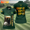 Maxcorners Grip It Rip It Sip It Golf And Beer St Patrick's Day Green Women's Golf Tops, Ladies Golf Polos