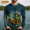 Maxcorners Born To Fish Forced To Work Funny Skeleton Fishing UPF Shirts, Presents For Fishermen, Men's Fishing Shirt