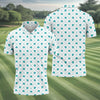 Maxcorners Grid Pattern Shamrock Golf Shirt, St Patrick's Day Golf Tops For Men, Golf Shirts For Men, Polo Shirts For Men