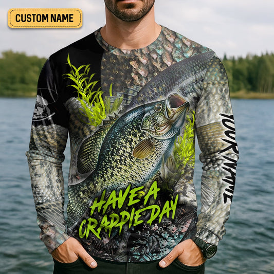 Maxcorners Have A Crappie Day Long Sleeve Sun Shirt, Tournament Fishing Shirts, Camo Long Sleeve Shirt, Fishing Shirts For Men