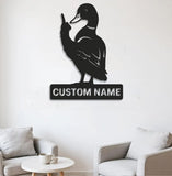 Maxcorners Personalized Funny Duck Metal Sign WITH LED/WITHOUT LED, Unique Hunting Cabin Wall Decor, Waterfowl Lover Gift LM0110