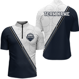 Maxcorners Dark Blue Bowling Custom Men Bowling Shirt Polo & Quarter-Zip Bowling Team Jerseys