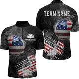 Maxcorners Custom American Flag Bowling Shirts Men Women Team Patriotic Bowling Jersey