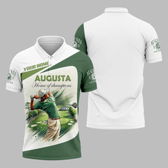 Maxcorners Custom Augusta Golfer Home Of Champions Men's Golf Polo Shirt, Mens Golf Gift, Mens Golf Shirt