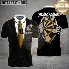 Maxcorners Dart Shirt Tuxedo Style Hidden Dartboard Multioptions Personalized Name, Team Name Unisex 3D Shirt (4 Colors)