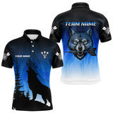 Maxcorners Persionalized Wolf-Head Dart Arrows Blue Dart Shirt For Men, Dart Team Jerseys LM184