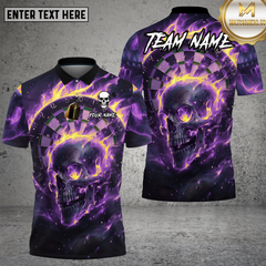 Maxcorners Skull Dart Shirt Purple Lightning Flame Skull Multioptions Personalized Name, Team Name Unisex 3D Shirt (4 Colors)