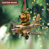 Maxcorners Personalized Dog Pilot Christmas Ornament And Keychain, Custom Name U.S. Air Force Airplane, Military Dog Lover Tree Decor Gift