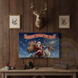 Maxcorners Santa Riding Reindeer Dashing Through the Snow Wrapped Canvas