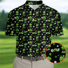 Maxcorners Three Leaf Clover Golf And Beer St Patrick's Day Black Golf Shirt, Fun Golf Shirts For Men, Polo Shirts For Men