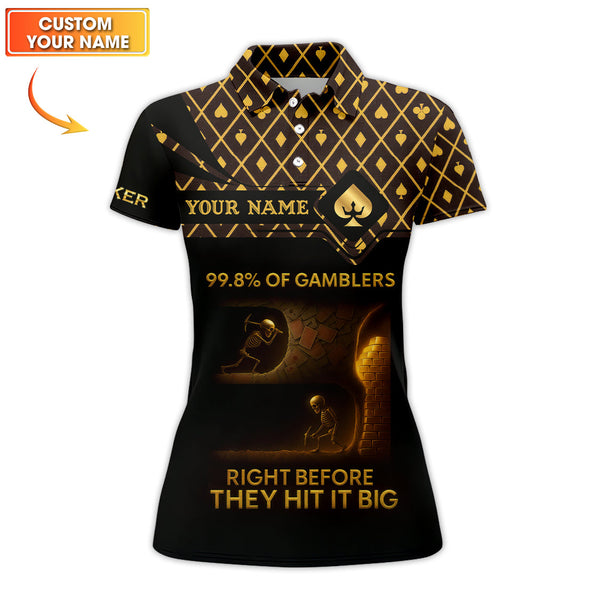 Personalized Name Poker Polos, 99.8% Of Gamblers Poker Shirt, Funny Poker Shirts, Gift For Poker Lovers