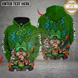 Maxcorners Bowling 420 Funny Monkey Personalized Name 3D Unisex Shirt