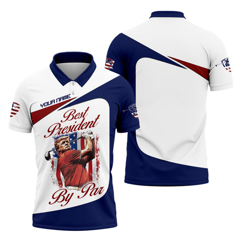 Maxcorners Trump Best President By Par Custom Funny Golf Polo Shirt For Men, Christmas Golf Gift LM0509