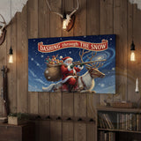 Maxcorners Santa Riding Reindeer Dashing Through the Snow Wrapped Canvas