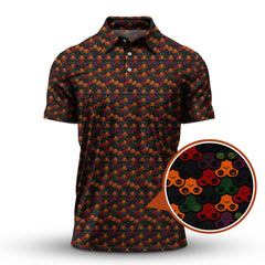 Maxcorners Funny Pattern Golf Shirt, Halloween Golf Shirt With Pumpkin, Crazy Golf Shirt For Golfer