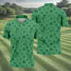 Maxcorners Leprechaun Hat Shamrock Beer Dark Green Seamless Pattern St. Patrick’s Day Golf Shirt, Golf Shirts For Men