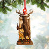 Maxcorners Personalized Acrylic Deer Christmas Ornament - Funny Buck with Santa Hat Drinking Beer by Urinal Holiday Decor LM0411