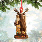 Maxcorners Personalized Acrylic Deer Christmas Ornament – Funny Buck with Santa Hat Drinking Beer by Urinal Holiday Decor LM0411