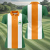 Maxcorners Green Orange White Vertical Stripes St Patrick's Day Golf Shirt, Women's Golf Tops, Ladies Golf Shirts