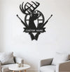 Maxcorners Personalized Deer Hunting Metal Sign WITH LED/WITHOUT LED - Rustic Buck Wall Art with Rifles, Hunter Lodge Decor & Outdoor Cabin Sign LM0110
