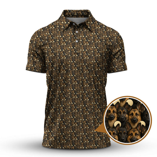Maxcorners German Shepherd Dog Pattern Golf Shirt, Funny German Shepherd Golf Shirt For Dog Lovers, Golf Gift For Golfers