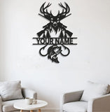 Maxcorners Personalized Deer Hunting and Fishing Metal Sign WITH LED/WITHOUT LED – Rustic Cabin Wall Decor, Gift for Hunters and Anglers LM0110