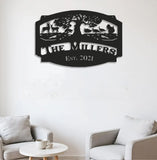 Maxcorners Personalized Hunting Metal Sign WITH LED/WITHOUT LED Light Deer Turkey Scene Custom Name Metal Wall Art Hunter Gift Rustic Cabin Decor LM0110