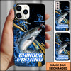 Maxcorners Chinook Splash Water Lightning Stripe Dark Blue Art Golden Line  Personalized Name Phone Case