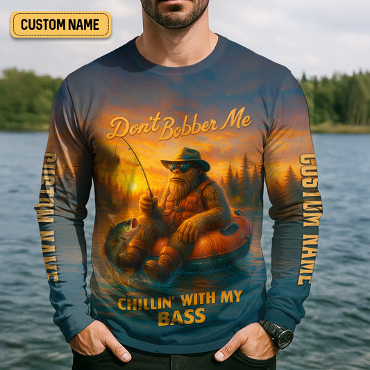 Maxcorners Don't Bobber Me Fishing Shirt, Bigfoot Fishing Shirt, SPF Long Sleeve Shirts, Presents For Fishermen