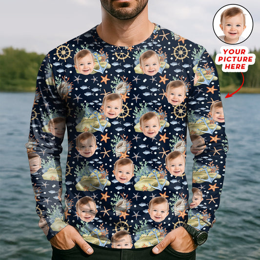Maxcorners Custom Face Fishing UPF Shirts, Mens Fishing Shirts Long Sleeve, Gift For Fisherman