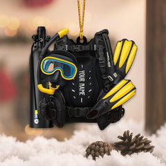 Maxcorners Diving Lover, Home Decor, Christmas Ornament, Personalized Ornament3 2D Flat LM2111