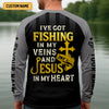 Maxcorners I’ve Got Fishing In My Veins And Jesus In My Heart, Bass Fishing Shirts, SPF Long Sleeve Shirts, Fishing Shirts For Men