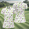 Maxcorners Pink Flamingo Golf Cart Cactus Hawaiian Golf Shirt, Women’s Golf Polo, Performance Golf Shirt LM1507