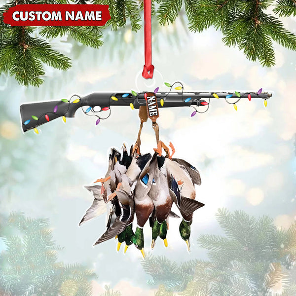 Maxcorners Personalized Duck Hunting Acrylic Christmas Ornament – Custom Name Shotgun Gift For Hunters LM0411