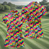 Maxcorners Funny Surfing Santa Riding Shark Hawaiian Golf Shirt, Golf Polo For Women, Printed Golf Shirt LM1507